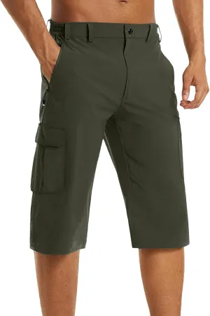 3/4 Cargo Shorts for Men Lightweight Outdoor Climbing Hiking Walking Capri Work Shorts with Multi Pockets Athletic Gym Shorts