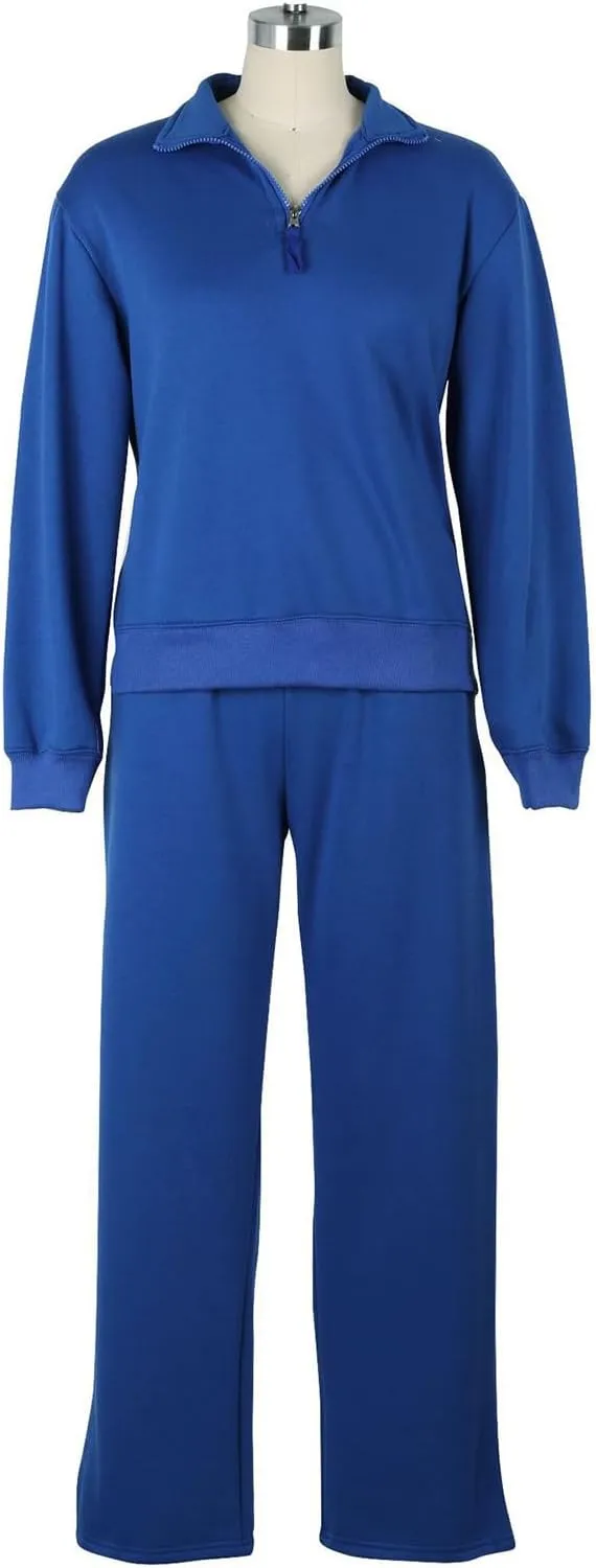 Adogirl Women 2 Piece Outfits Sweatsuit Set Fall Long Sleeve Half Zip Sweatshirt Wide Leg Sweatpants Tracksuit Lounge Sets