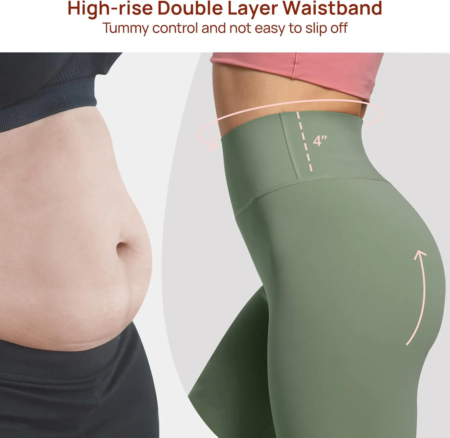 AKASO Womens High Waisted Yoga Pants, 7/8 Length Workout Leggings Naked Feeling Tummy Control Tights