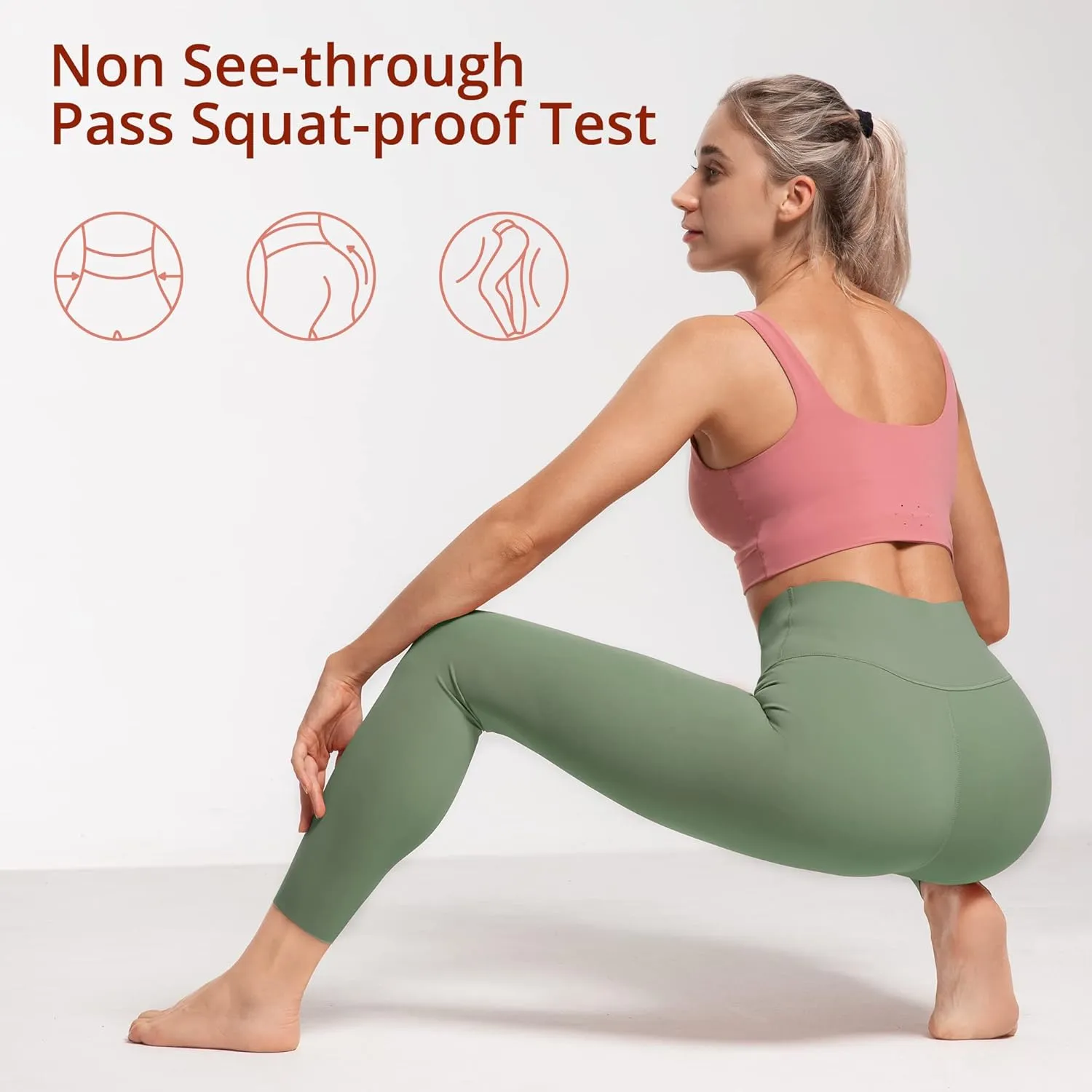 AKASO Womens High Waisted Yoga Pants, 7/8 Length Workout Leggings Naked Feeling Tummy Control Tights
