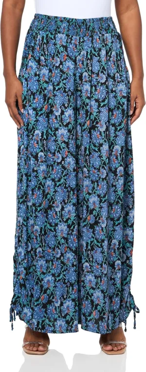 Angie Women's Cinched Side Leg Wide Pant with Pockets