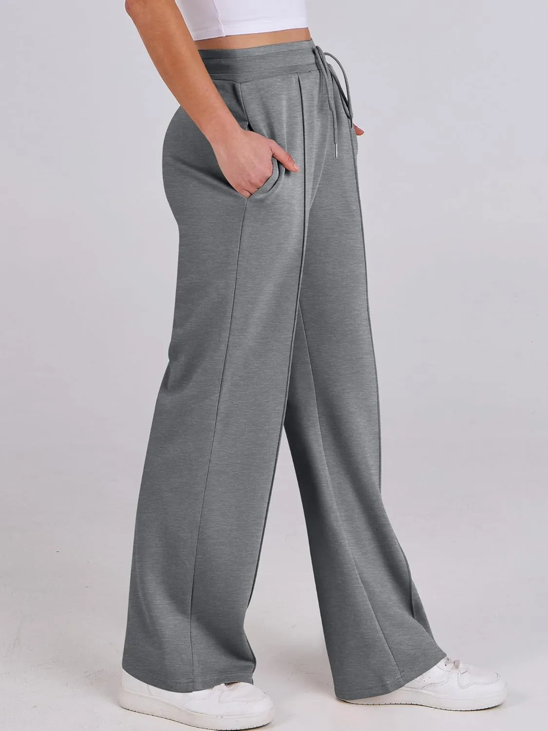 ANRABESS Women's Wide Leg Sweatpants High Waist Baggy Flared Pants Drawstring Athletic Joggers Sweat Pants