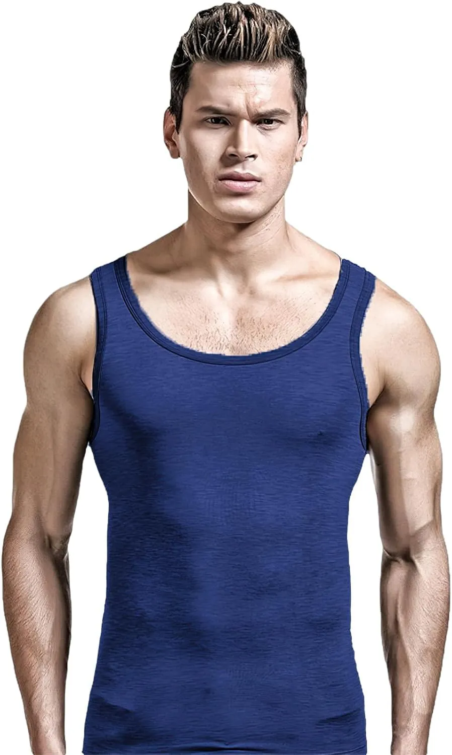 ANUFER Mens Plus Size 3 Pack Soft Stretchy Vests Tank Tops Plain Sleeveless Undershirts Gym Workout Tops