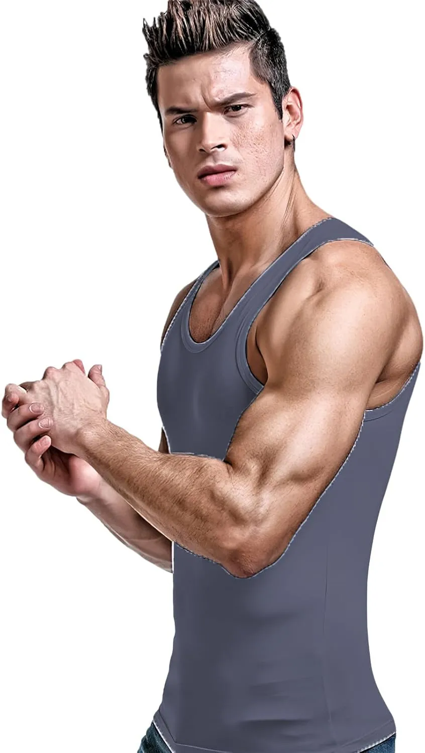 ANUFER Mens Plus Size 3 Pack Soft Stretchy Vests Tank Tops Plain Sleeveless Undershirts Gym Workout Tops