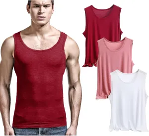 ANUFER Mens Plus Size 3 Pack Soft Stretchy Vests Tank Tops Plain Sleeveless Undershirts Gym Workout Tops