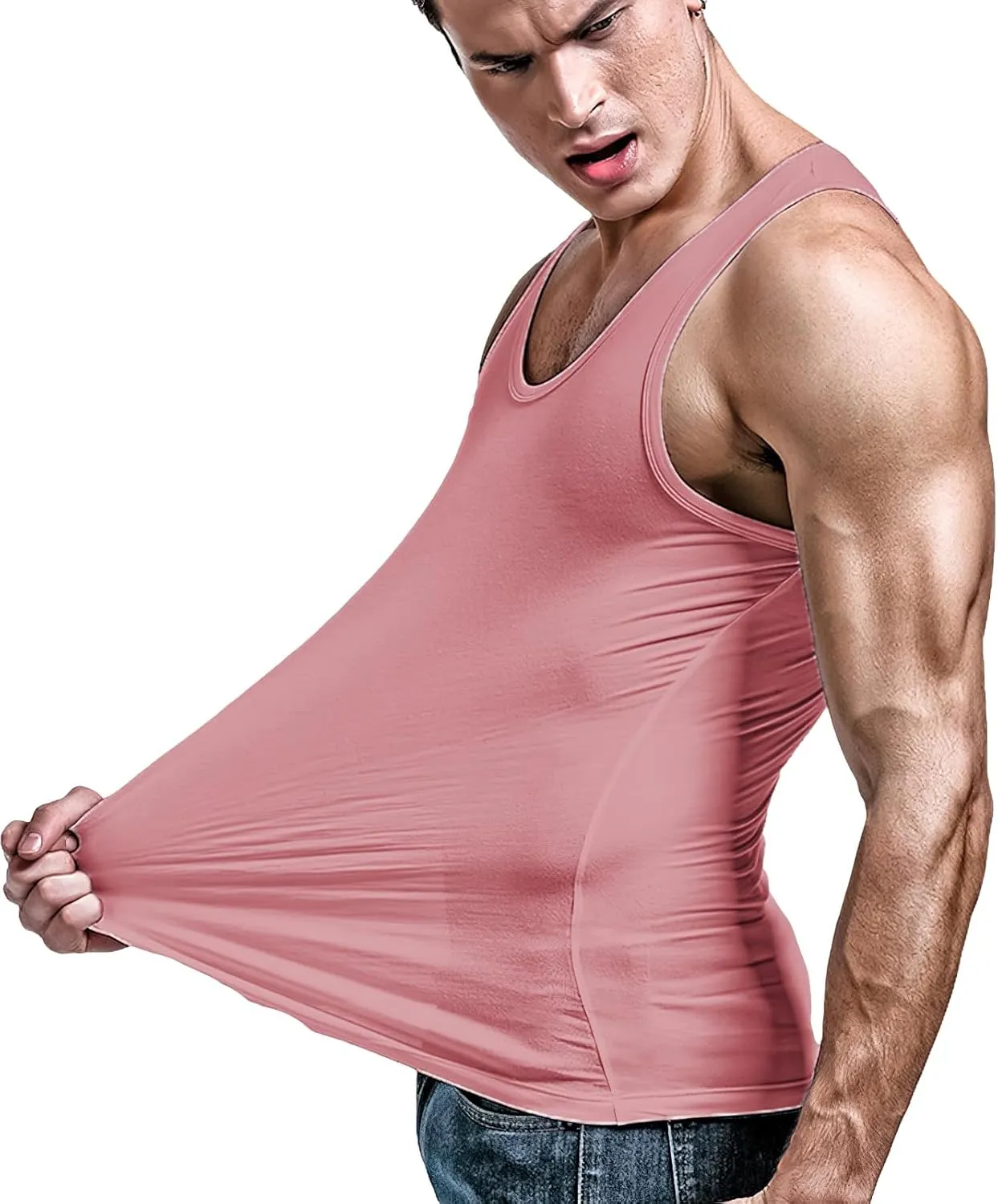 ANUFER Mens Plus Size 3 Pack Soft Stretchy Vests Tank Tops Plain Sleeveless Undershirts Gym Workout Tops
