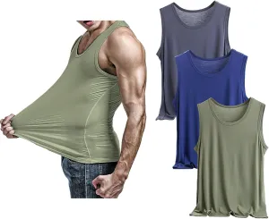 ANUFER Mens Plus Size 3 Pack Soft Stretchy Vests Tank Tops Plain Sleeveless Undershirts Gym Workout Tops