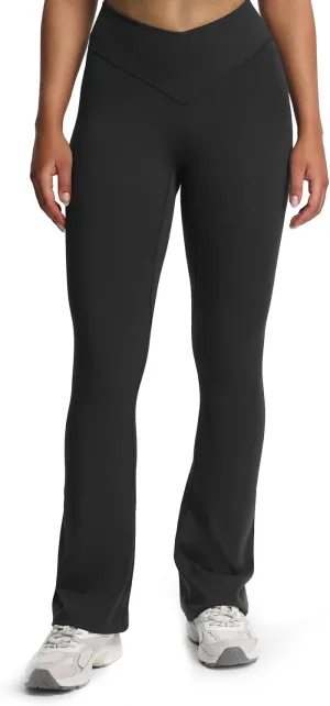 Aoxjox Workout Vanity Flare Leggings for Women High Waisted Athletic Running V Waist Hidden Scrunch Wide Leg Yoga Pants 32"