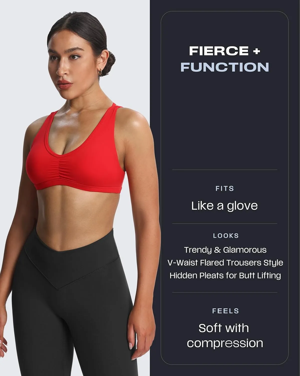 Aoxjox Workout Vanity Flare Leggings for Women High Waisted Athletic Running V Waist Hidden Scrunch Wide Leg Yoga Pants 32"