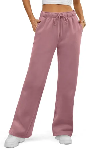 ATHMILE Womens Sweatpants 2025 Baggy Wide Fleece Lined Straight Leg Pants