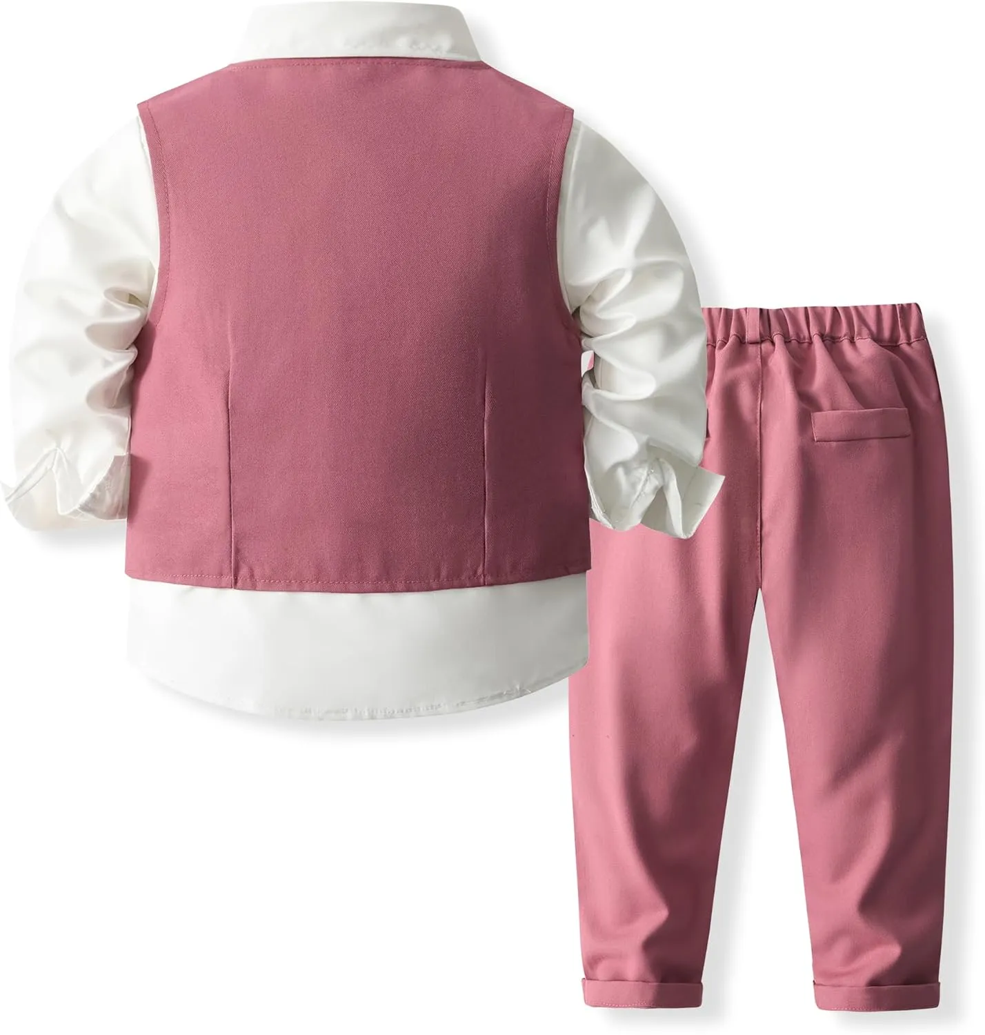 Baby Boys' 4-Piece Gentleman Suit Set with Shirt, Vest, Bowtie and Pants Outfits