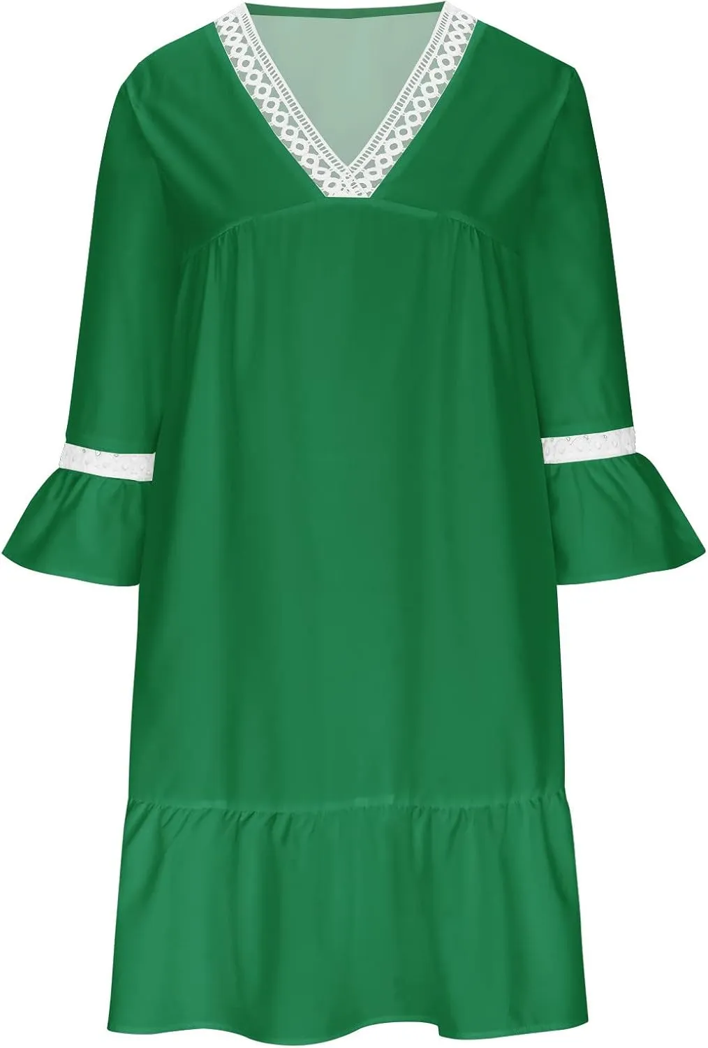 Beach Dresses for Women Summer Casual Bell Sleeve Boho Dress V Neck Lace Mini Dress Fashion Graphic Printed Midi Dress