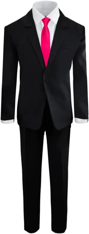 Black n Bianco Boys' Formal Black Suit with Shirt and Vest