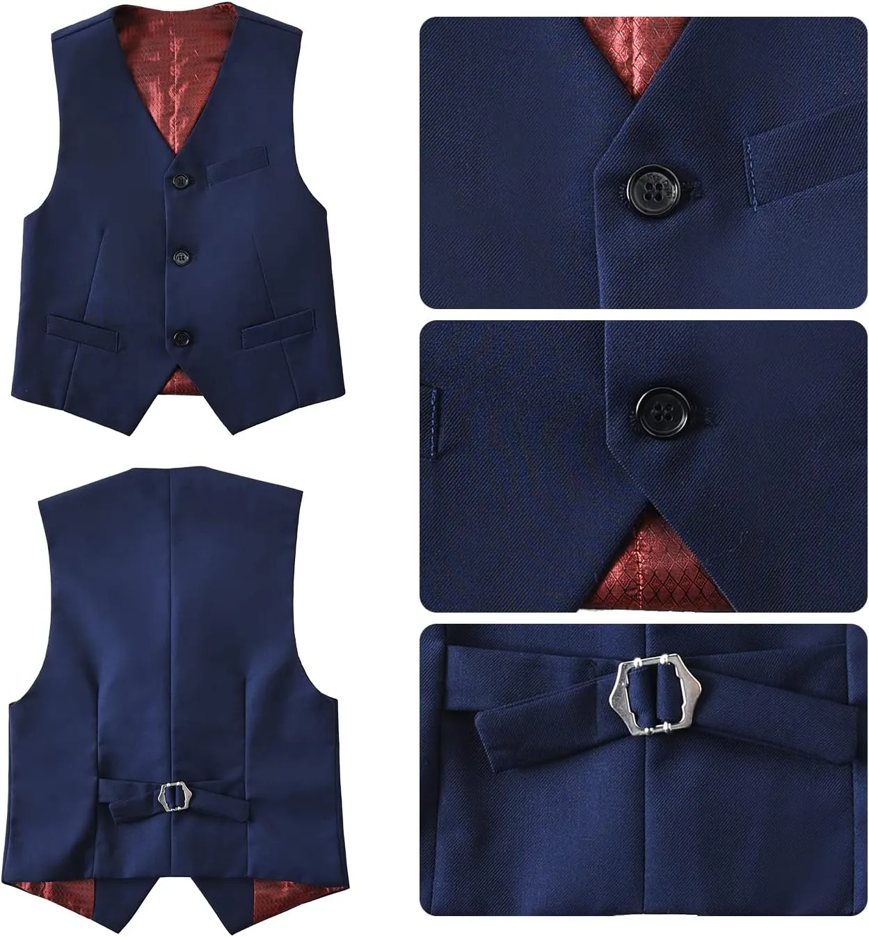 Boys Suits Slim Fit 4 Piece Formal Dresswear Suit for Kids Tuxedo Wedding Set Toddler Boy Dress with Vest Shirt Pants and Tie