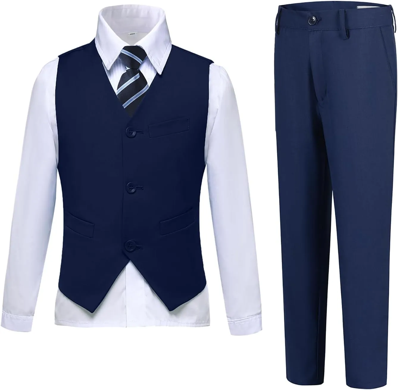 Boys Suits Slim Fit 4 Piece Formal Dresswear Suit for Kids Tuxedo Wedding Set Toddler Boy Dress with Vest Shirt Pants and Tie