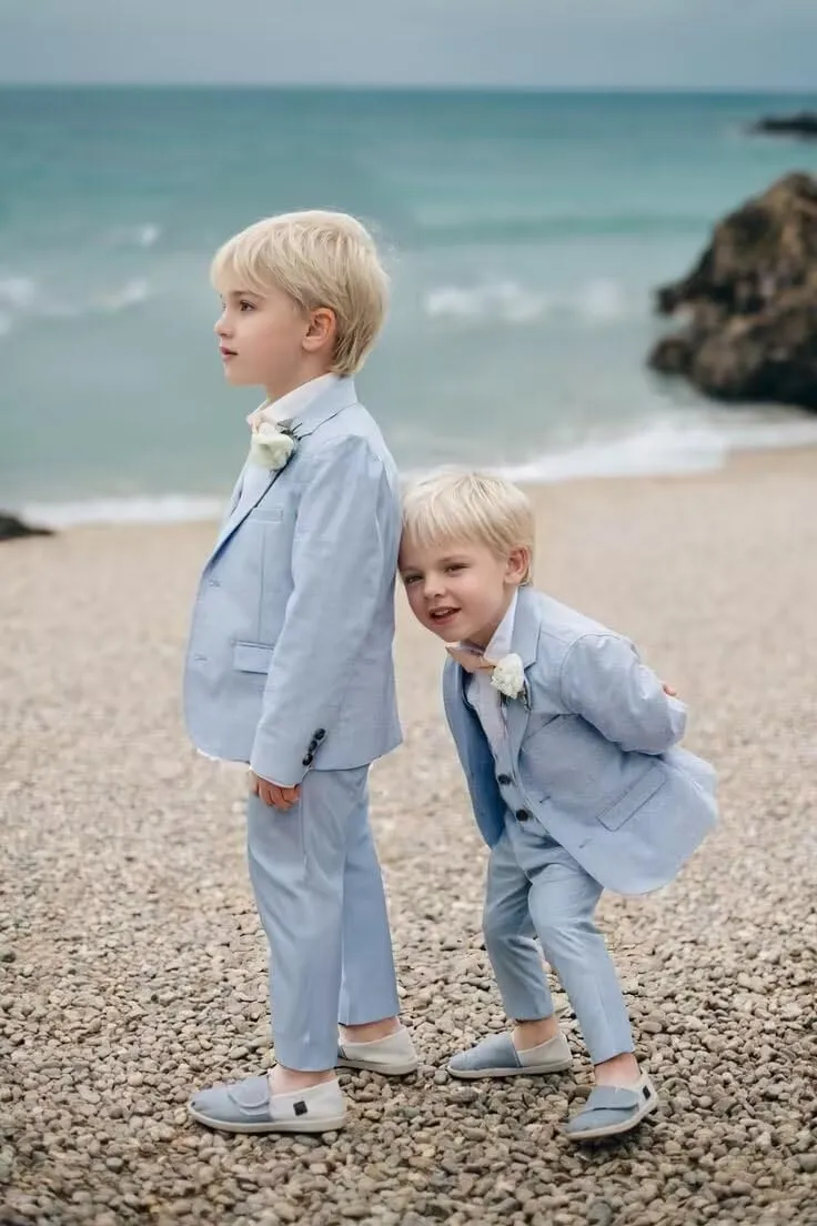 Boys Suits Tuxedo Slim Fit Suit for Kids Toddler 3 Piece Formal Wedding Outfit Jacket Vest Pants Set