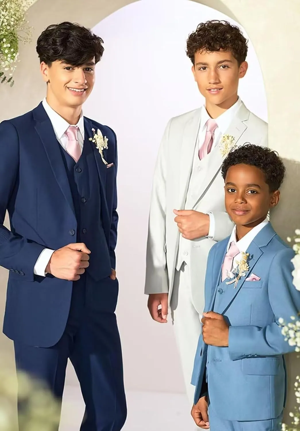 Boys Suits Tuxedo Slim Fit Suit for Kids Toddler 3 Piece Formal Wedding Outfit Jacket Vest Pants Set