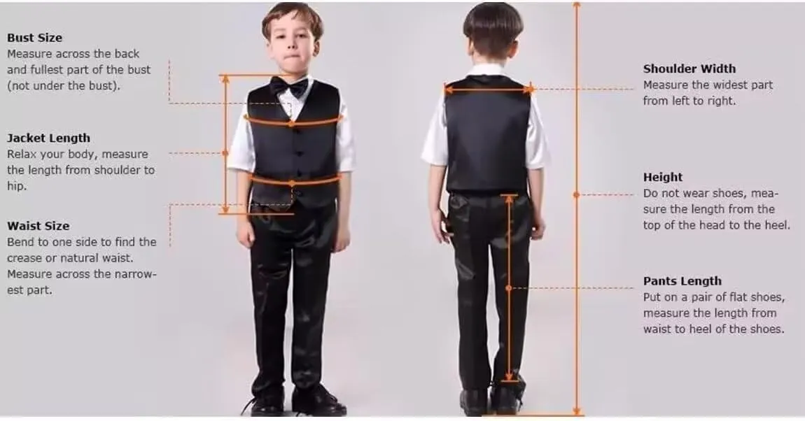 Boys Suits Tuxedo Slim Fit Suit for Kids Toddler 3 Piece Formal Wedding Outfit Jacket Vest Pants Set