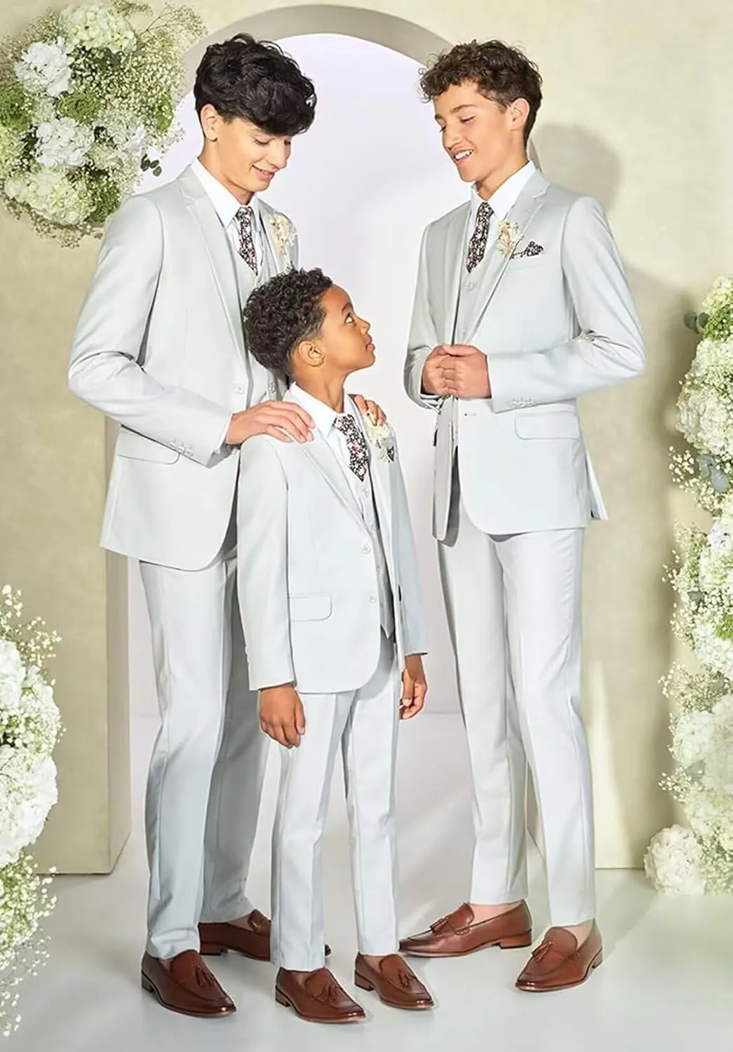 Boys Suits Tuxedo Slim Fit Suit for Kids Toddler 3 Piece Formal Wedding Outfit Jacket Vest Pants Set