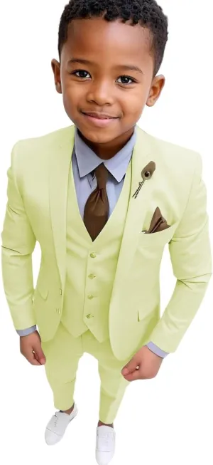 Boys Suits Tuxedo Slim Fit Suit for Kids Toddler 3 Piece Formal Wedding Outfit Jacket Vest Pants Set