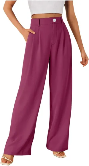 Business Casual Pants for Women Long Women Straight Leg High Waist Pants Going Out Walking Loose Fit Work Trousers