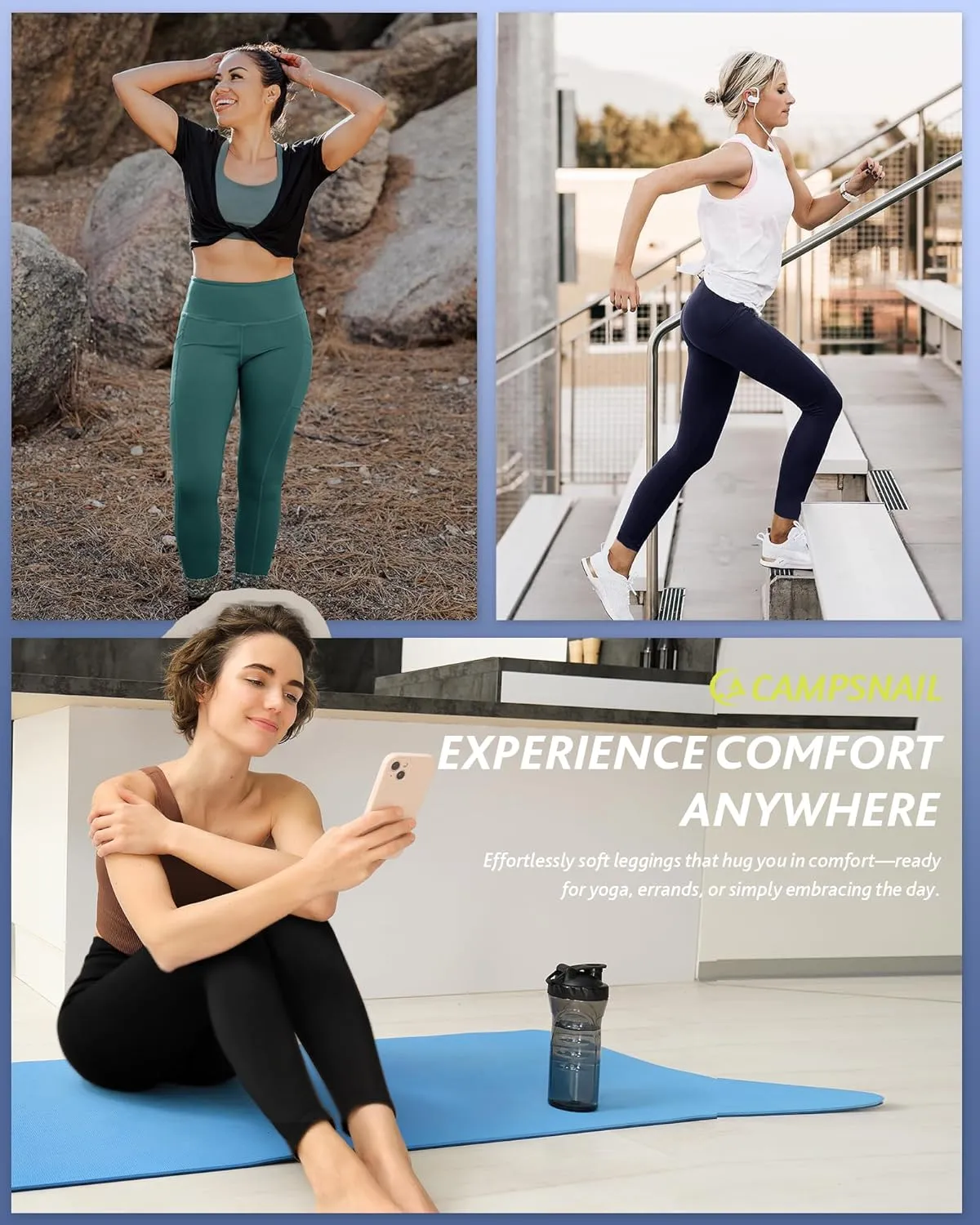 CAMPSNAIL 4 Pack Leggings for Women - High Waisted Tummy Control Yoga Pants for Workout Gym Black Leggings Plus Size Dance