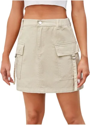 Cargo Skirts for Women Trendy Jean Skirts High Waisted Mini Skirts Y2K Country Concert Outfits with Pockets
