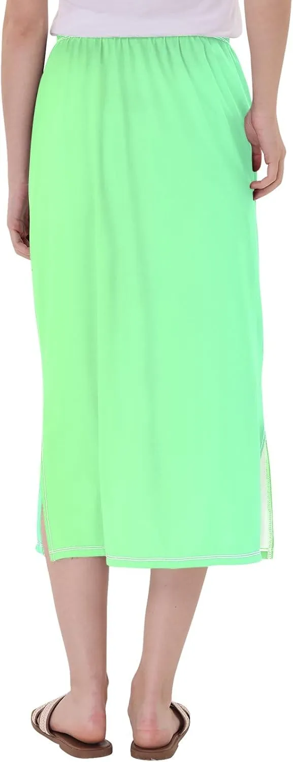 CHIFIGNO Womens Skirt Midi Length Modest Casual Skirt Pull on Midi Skirt for Cocktail Party Wedding