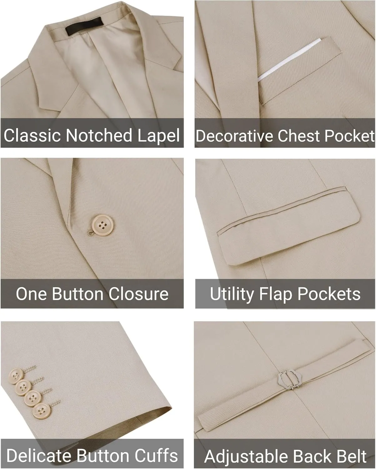Cloudstyle Mens 3-Piece Suit Notched Lapel One Button Slim Fit Formal Jacket Vest Pants Set