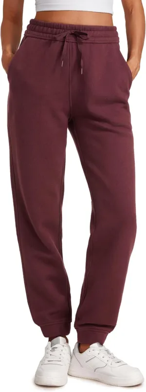 CRZ YOGA Cotton Fleece Lined Sweatpants Women High Waisted Warm Casual Lounge Jogger Pants with Pockets