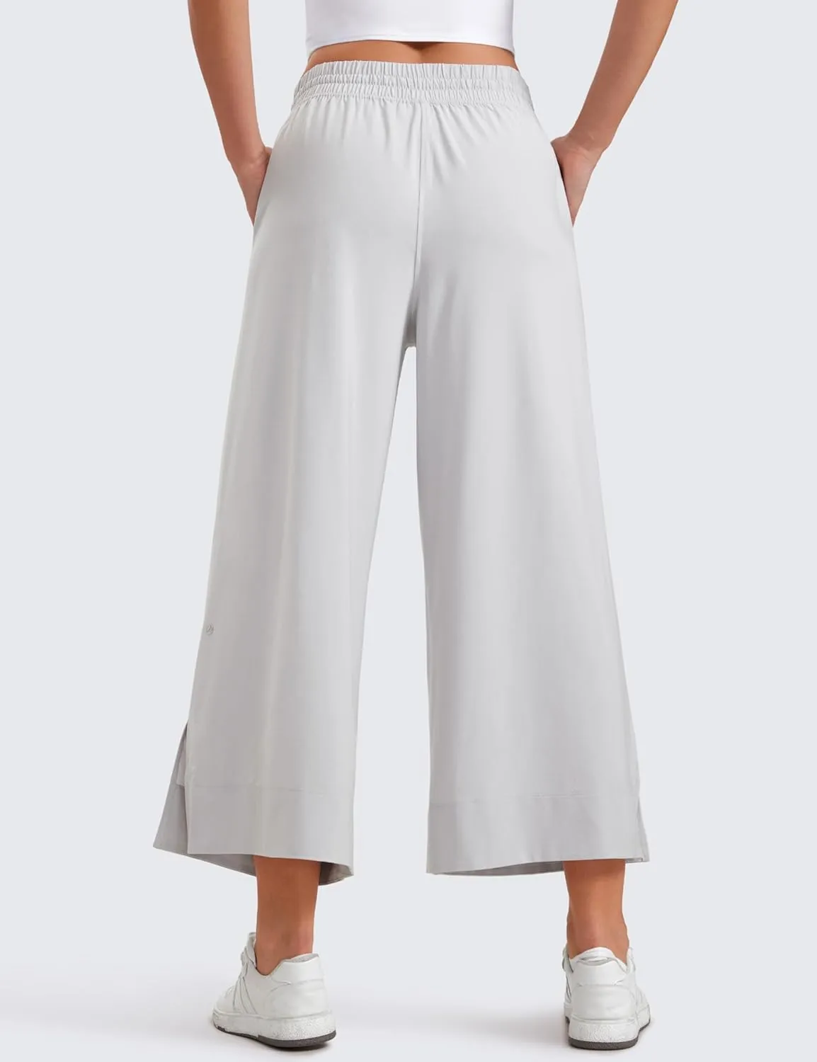 CRZ YOGA Lightweight Wide Leg Cropped Pants for Women 25" High Waisted Loose Casual Lounge Travel Work Sweatpants Summer