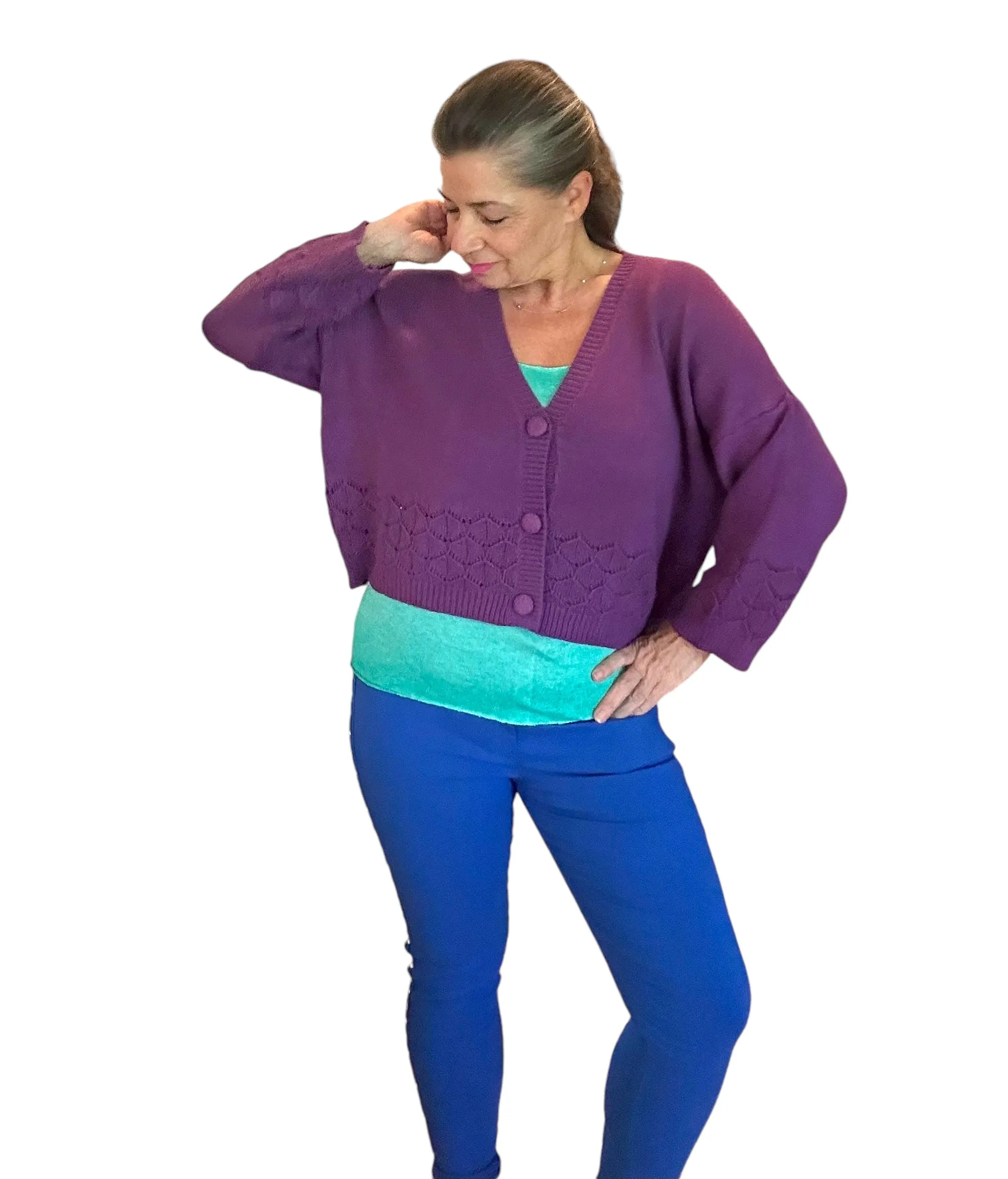 Deep purple soft knit cardigan