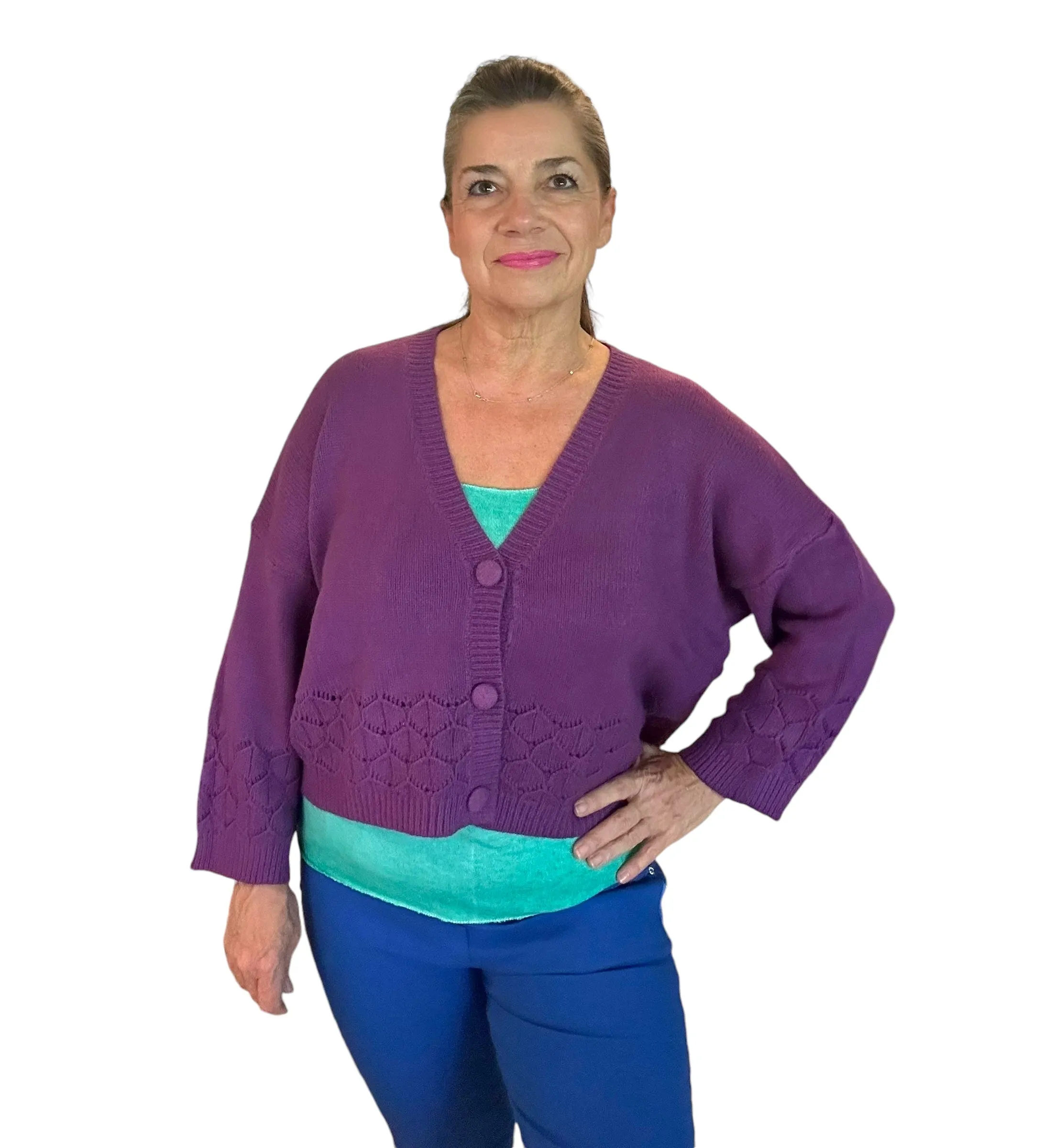 Deep purple soft knit cardigan