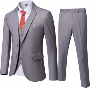 EastSide Men's 3 Pieces Suit, Slim Fit 2 Buttons Tux, Blazer Vest &Pants Jacket Set