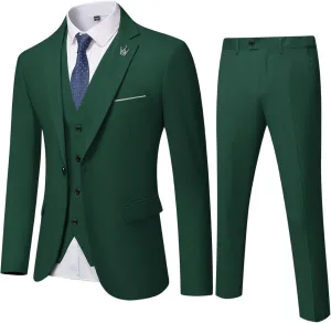 EastSide Men's Slim Fit 3 Pieces Suit, One Button Blazer Set, Jacket Vest & Pants