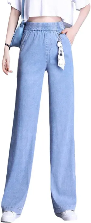 ebossy Women's Casual High Waist Korean Lyocell Harem Pants Cropped Trousers