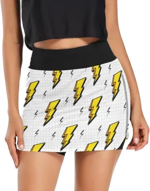 Golf Skirts Skorts Skirts for Women with Pockets Retro 80s Lightning Bolts Athletic Skirt