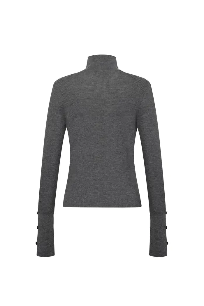 Grace High Neck Fitted Sweater in Ultrafine Merino Wool Knit