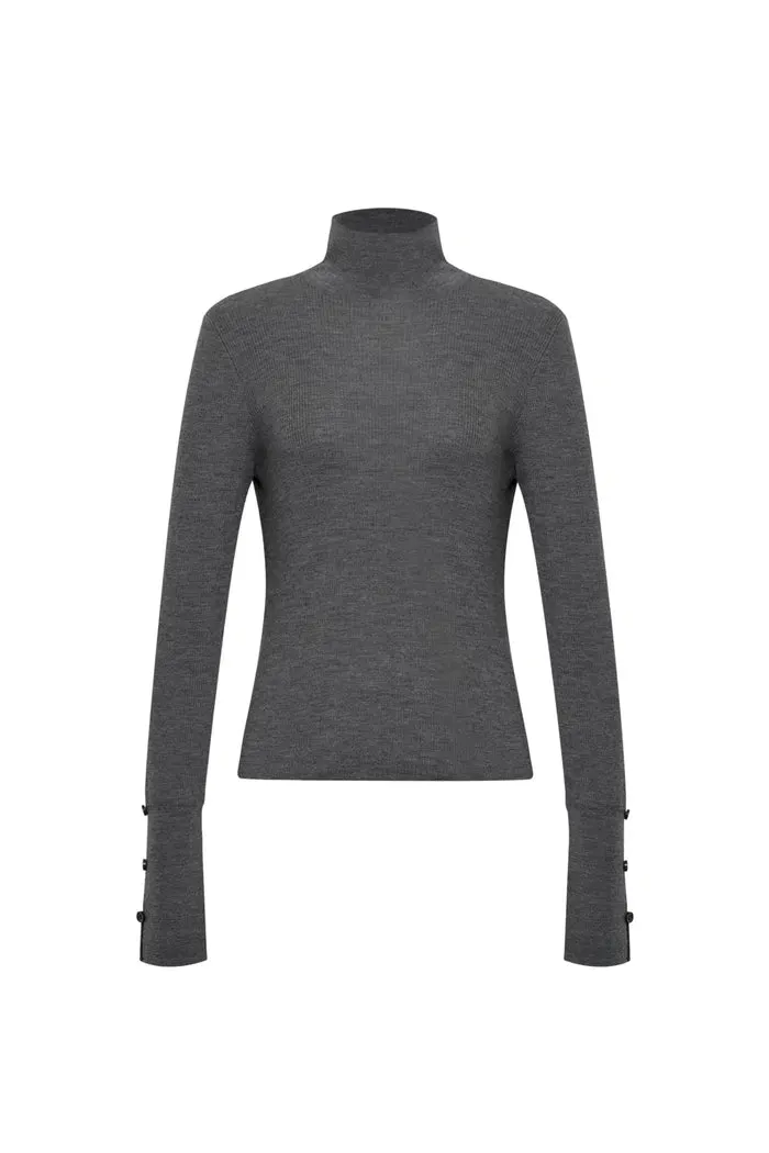 Grace High Neck Fitted Sweater in Ultrafine Merino Wool Knit