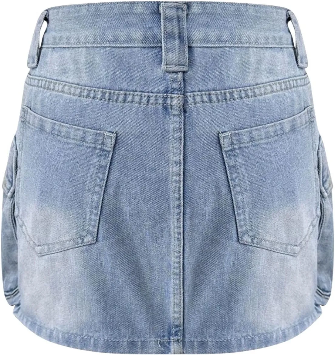 HGps8w Women's Y2K Denim Mini Skirt Classic Zipper Button High Waisted Bodycon Cargo Skirts with Flap Pockets