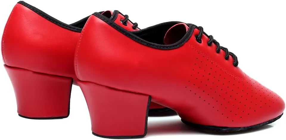 HIPPOSEUS Womens' Lace-up Latin Dance Practice Shoes Closed Toe Professional National Standard Dance Shoes,Model KCBD