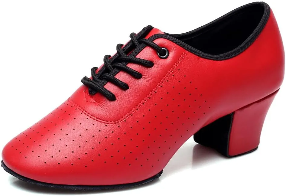 HIPPOSEUS Womens' Lace-up Latin Dance Practice Shoes Closed Toe Professional National Standard Dance Shoes,Model KCBD