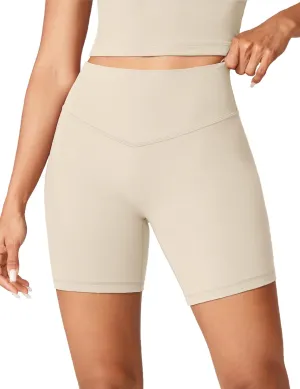Hugcurve No Front Seam High Waisted Workout Biker Shorts for Women 6 Inches Tummy Control Buttery Soft Yoga Pants Gym
