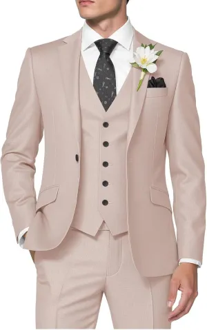 HUUTOE Men's 3 Piece Suits Slim Fit Prom Suits for Men Wedding Dress Suit Summer Blazer Jacket Vest Pants Tuxedo Set