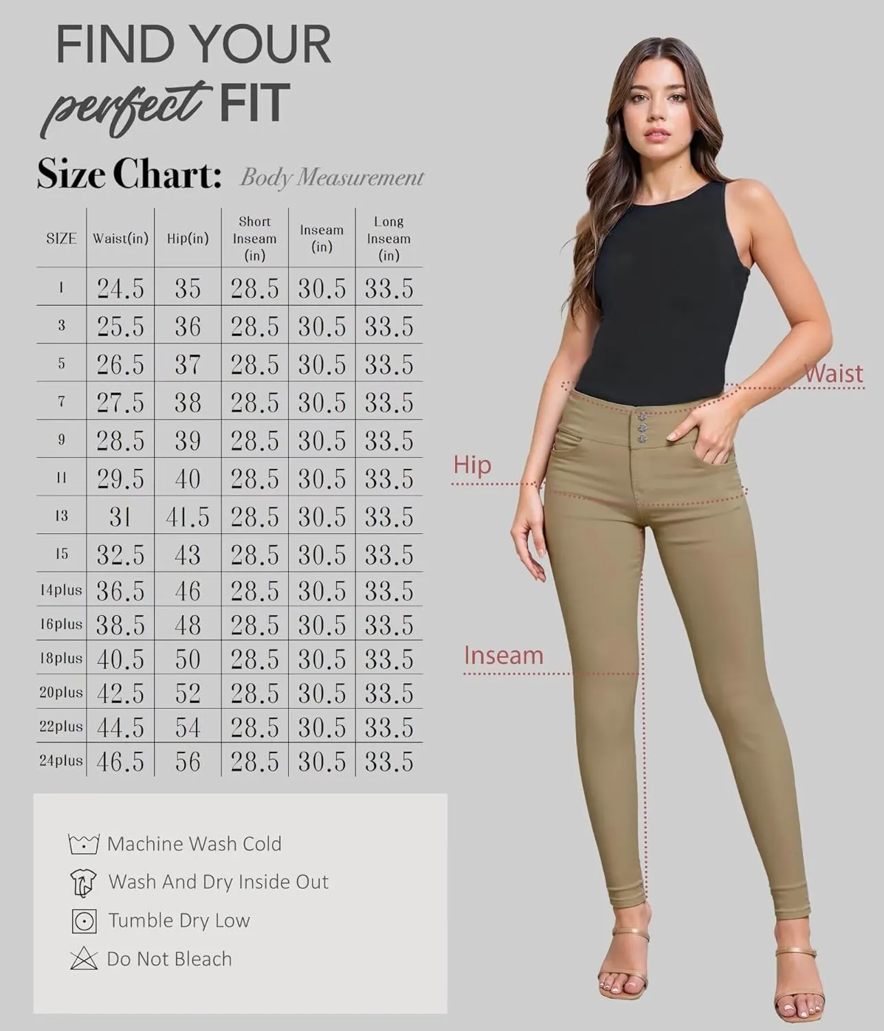 Hybrid & Company Women's Butt Lift Skinny High Waisted V3 Super Comfy Stretch Denim Pants