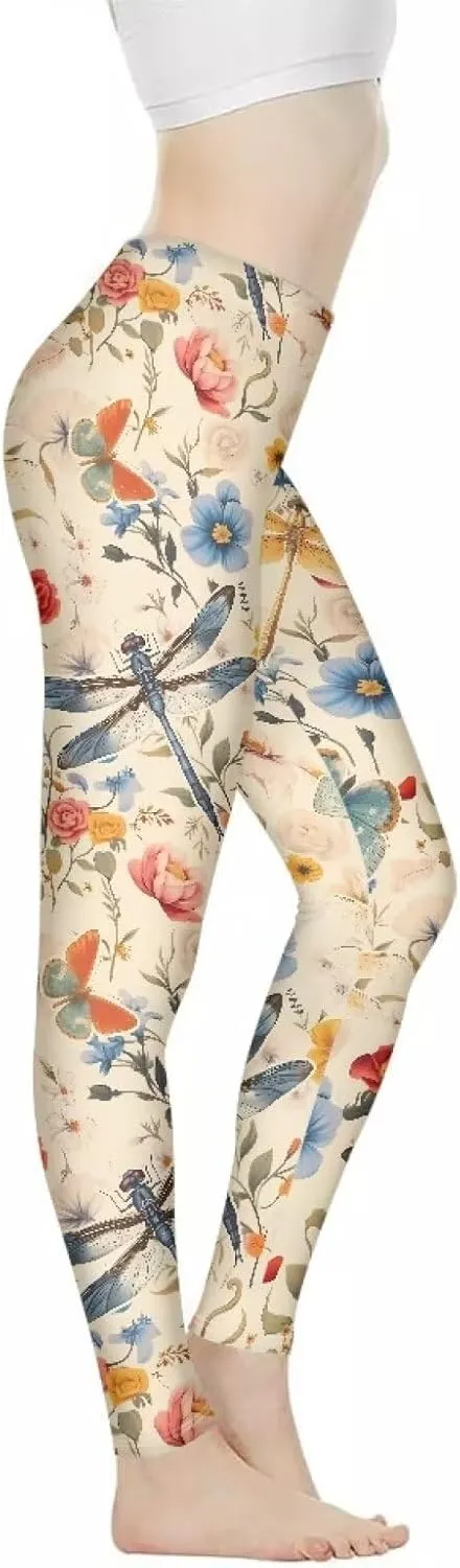 Irisjudy Christmas Elk Leggings for Women Thanksgiving Pumpkin High Waist Tummy Control Legging Purple Bat Running Yoga Pants