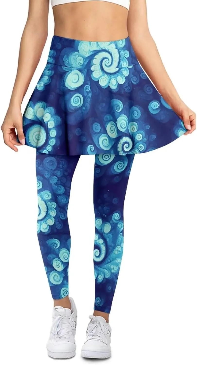 Irisjudy Women's Sports Yoga Skirts Leggings Funny Funny Golf Print Tennis Pants Skirted Paint Splash for Running Plus Size