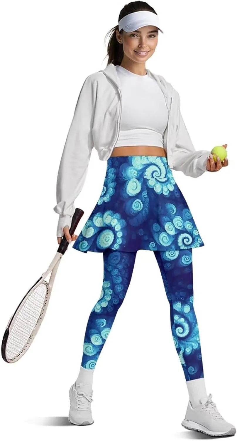Irisjudy Women's Sports Yoga Skirts Leggings Funny Funny Golf Print Tennis Pants Skirted Paint Splash for Running Plus Size
