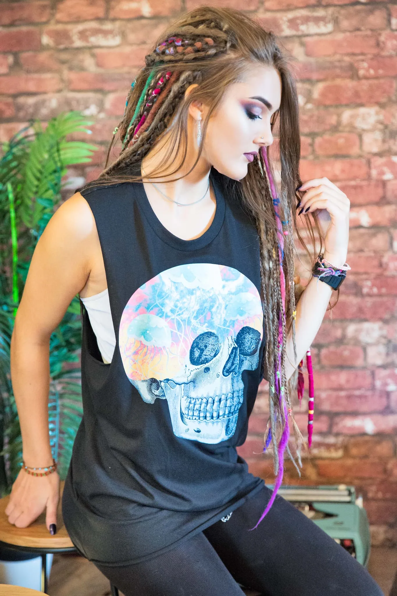 Jellyfish Skull Black Oversized Vest