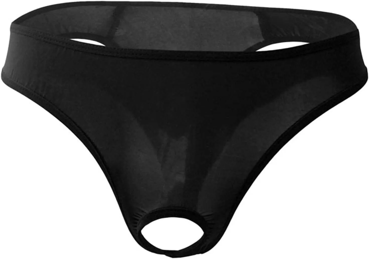 JEsilunmaMY Briefs Underwear for Men Low Rise Ice Silk Open Pouch Thong Bikini See Through Sexy Panties Underpants Swimwear